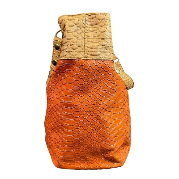 Steve Madden Women's Tote Shoulder Bag Large Orange Cognac Faux Leather - Picture 6 of 16